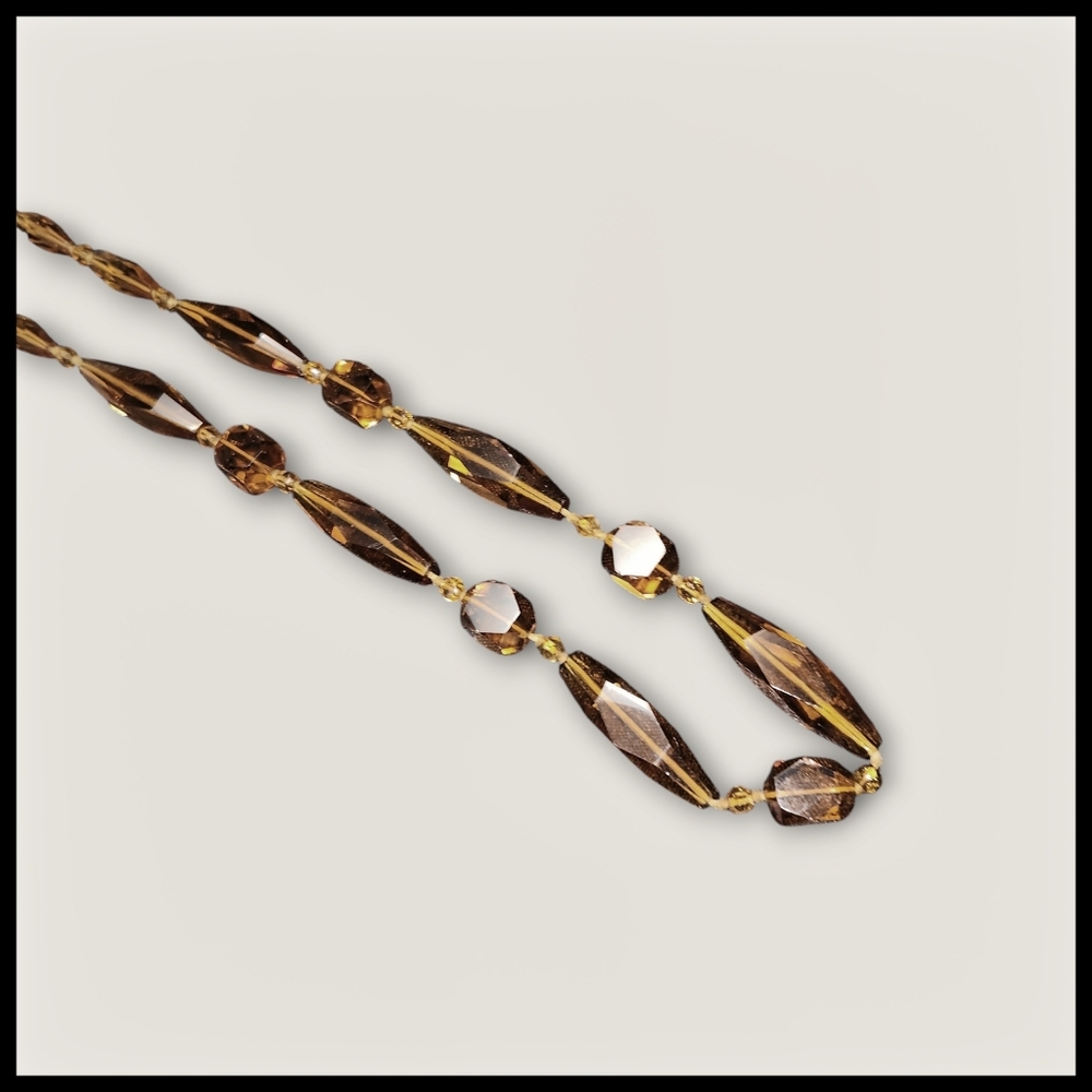 Vintage Faceted Amber Glass Bead Necklace - Picture 4 of 6